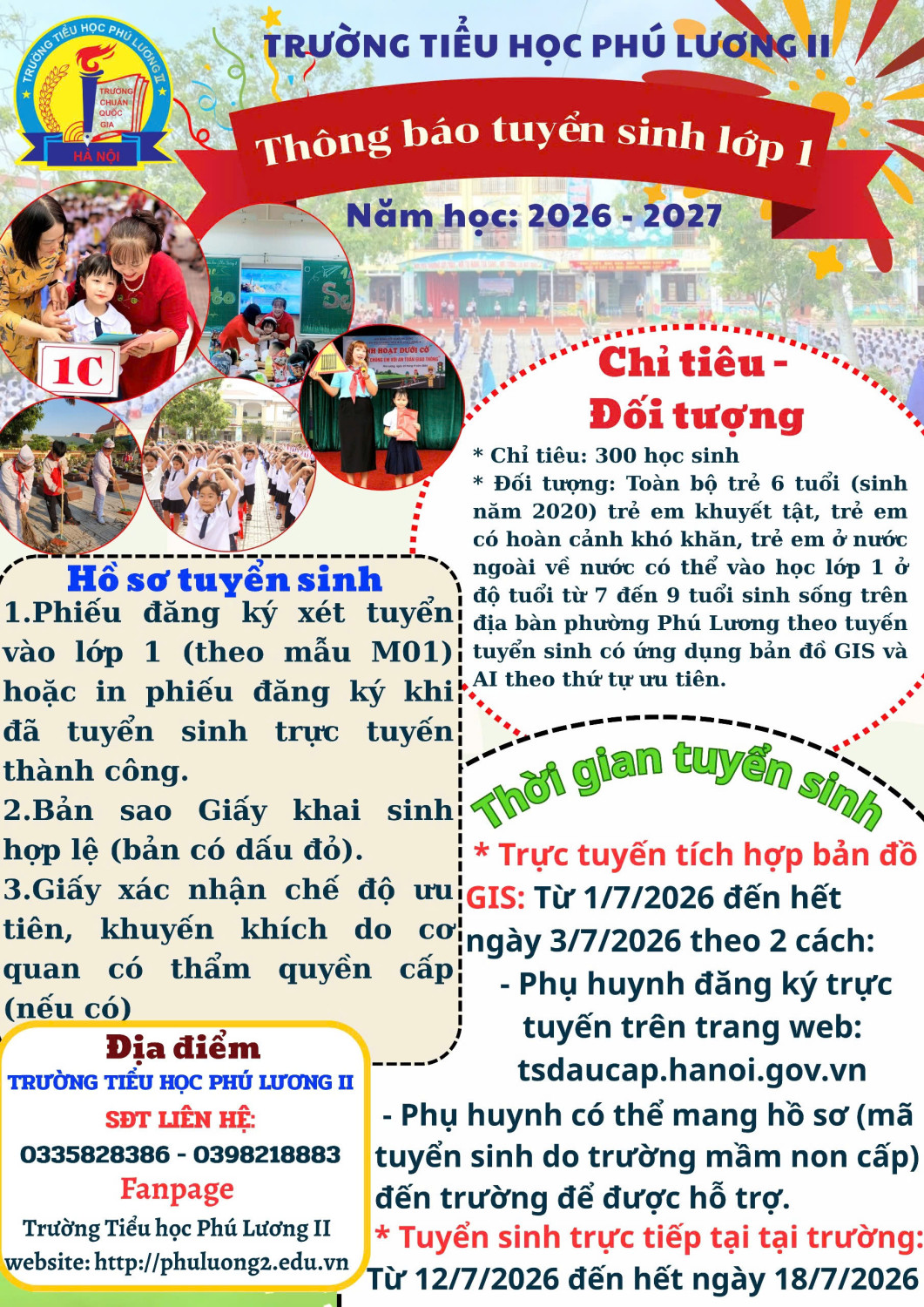 THÔNG BÁO TUYỂN SINH VÀO LỚP 1 NĂM HỌC 2026 - 2027